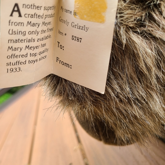 NWT MARY MYER VINTAGE GROWLY GRIZZLY STUFFED ANIMAL BEAR LARGE - Picture 7 of 8